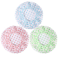 Pengxiaomei large shower cap blue dot pattern protects hair during showers