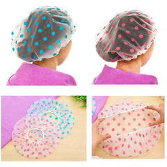 Pengxiaomei large shower cap yellow dot pattern fits securely for travel