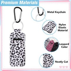 Pengxiaomei leopard-pattern keychain clip attaches to bags for easy access.
