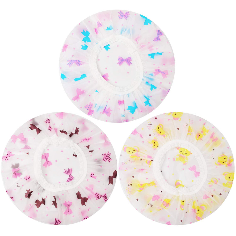 Pengxiaomei shower cap 3-pcs close-up showing durable waterproof design