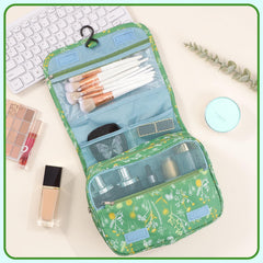Pengxiaomei toiletry bag green waterproof-nylon highlights durable protection for cosmetics.