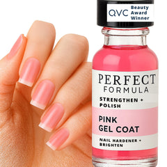 Perfect Formula pink gel coat bottle—protective base for stronger nails and smoother wear.