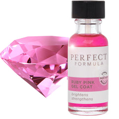 Perfect Formula Ruby Pink Gel Coat bottle shows rosy gel that strengthens natural nails
