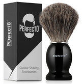Perfecto shaving brush soft-bristles close-up demonstrates gentle luxury and premium lather