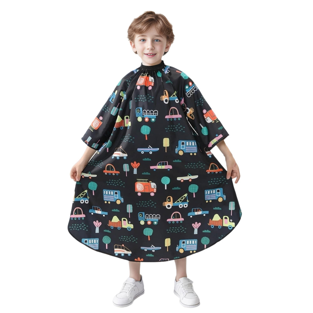 PERFEHAIR Kids Haircut Cape with Sleeves Cars Print keeps clothes clean during trims.