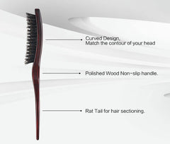 PERFEHAIR wooden-handle teasing brush ergonomic close-up highlights comfortable grip.
