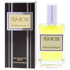 Perfumer's Workshop Tea Rose bottle on dresser conveys elegant morning ritual.