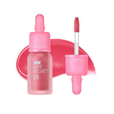 Peripera Ink Airy Velvet Lip Tint Berry Good Pink closeup shows vibrant color with moisture