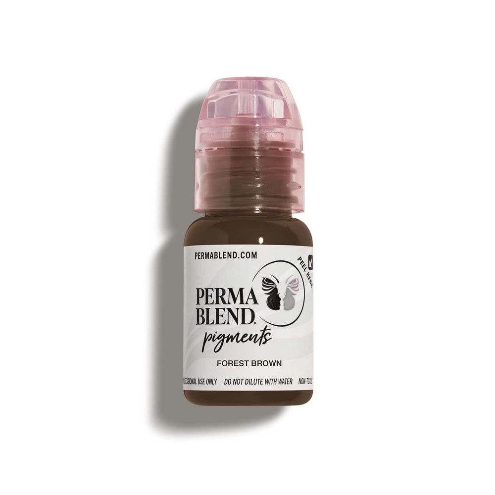 Perma Blend Forest Brown microblading ink bottle for natural-looking permanent eyeliner.