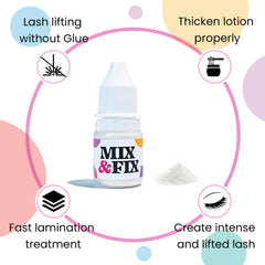 PERMANIA Super Mix Powder being mixed with fix lotion shows eye-safe application.