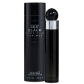 Perry Ellis 360 Black bottle front highlights a sleek masculine design for evening wear.