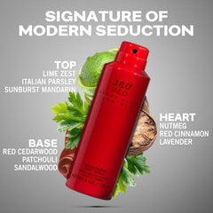 Perry Ellis 360° Red bottle side highlights sleek packaging and lasting presence.
