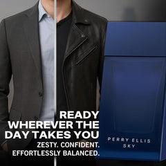 Perry Ellis Sky spray action showing even mist