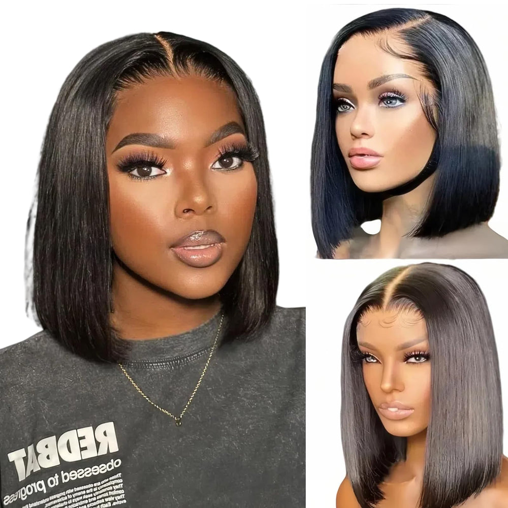 Perselene Wear and Go glueless bob wig front view shows natural silhouette for everyday wear