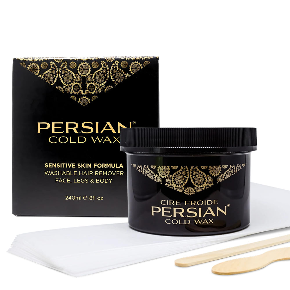 Persian Cold Wax Kit face application for smooth facial hair removal.