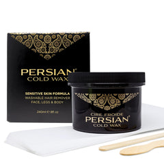 Persian Cold Wax Kit face application for smooth facial hair removal.