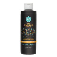 Person & Covey DHS Tar Shampoo bottle front with fragrance-free scalp care.