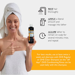 Person & Covey DHS Tar Shampoo lathering in hair supports comfortable scalp care.
