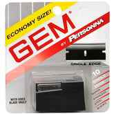 Personna Gem blades pack front view for precise, smooth shaving potential.