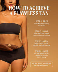 Peta Jane mousse on skin demonstrates even application and subtle bronze glow