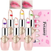 Petansy crystal jelly lipstick clear with flower inside highlights long-lasting hydration.