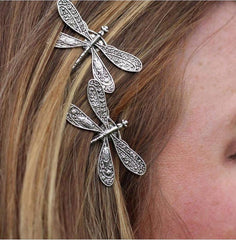 PETCTN Dragonfly Hair Clip front view adds vintage bridal charm