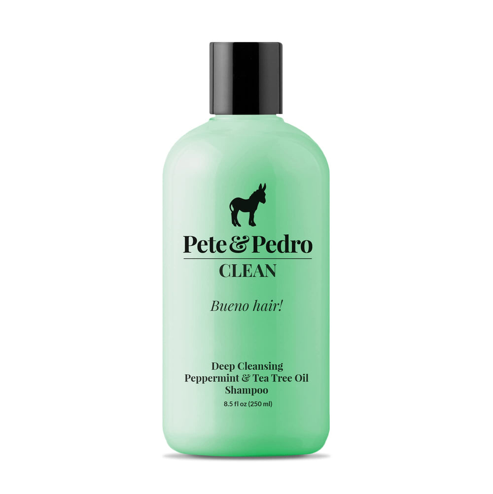 Pete & Pedro CLEAN bottle front showing bold branding and cleansing action