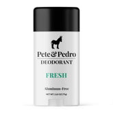 Pete & Pedro FRESH natural deodorant bottle shows aluminum-free protection for daily use.