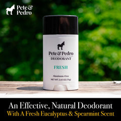 Pete & Pedro FRESH packaging front highlights vegan, paraben-free formula for sensitive skin.