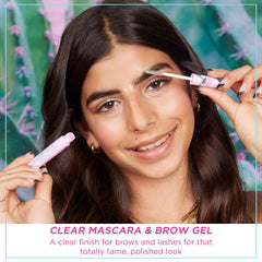 Petite 'N Pretty Featherweight wand applying clear mascara for natural lashes and brows.