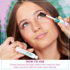 Petite 'N Pretty Fully Feathered Mascara brush aids easy root-to-tip application for young eyes.