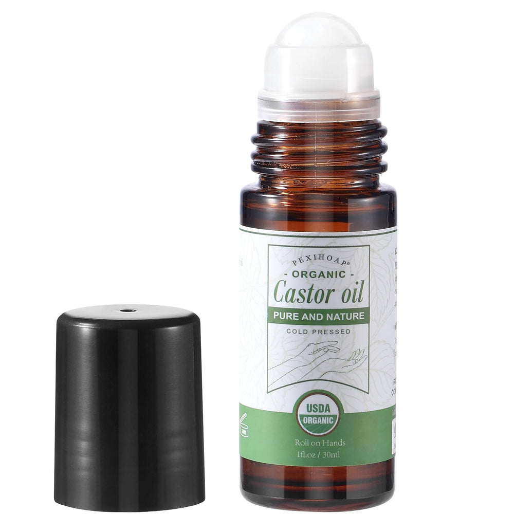 Pexihoap Castor Oil Roll-On application point for precise skincare targeting.