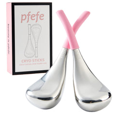 pfefe Cryo Sticks stainless steel face globes provide cooling relief for smoother skin.