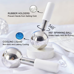 Pfefe ice globes demonstrate 360-degree rotation for smooth facial massage