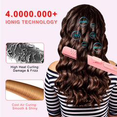 PFUM Airflow Styler 3D floating titanium plates grip hair for even heat.