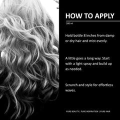 pH PURE HAIR Sea Salt Spray on damp hair fosters quick wave formation.
