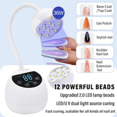 PHAIN nail lamp USB cordless gooseneck enables flexible positioning for efficient curing.