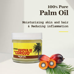 Phamark Manteca de Corojo palm oil 2oz, compact bottle ideal for travel and kitchens.