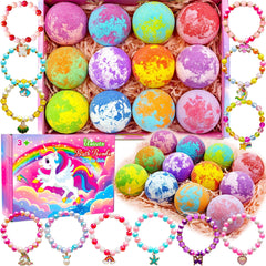 Phaorui Unicorn Bath Bombs reveal a bracelet inside for kids bath time surprise