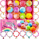 Phaorui Unicorn Bath Bombs packaging box offers gift-ready presentation for kids.