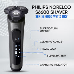 Philips Norelco 6600 LED display and anti-slip grip for wet or dry use