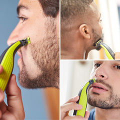 Philips OneBlade blade close-up showcasing Dual Cut technology for clean edges