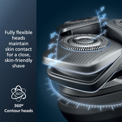 Philips Series 9000 SenseIQ sensor image highlights adaptive power for comfortable shaving
