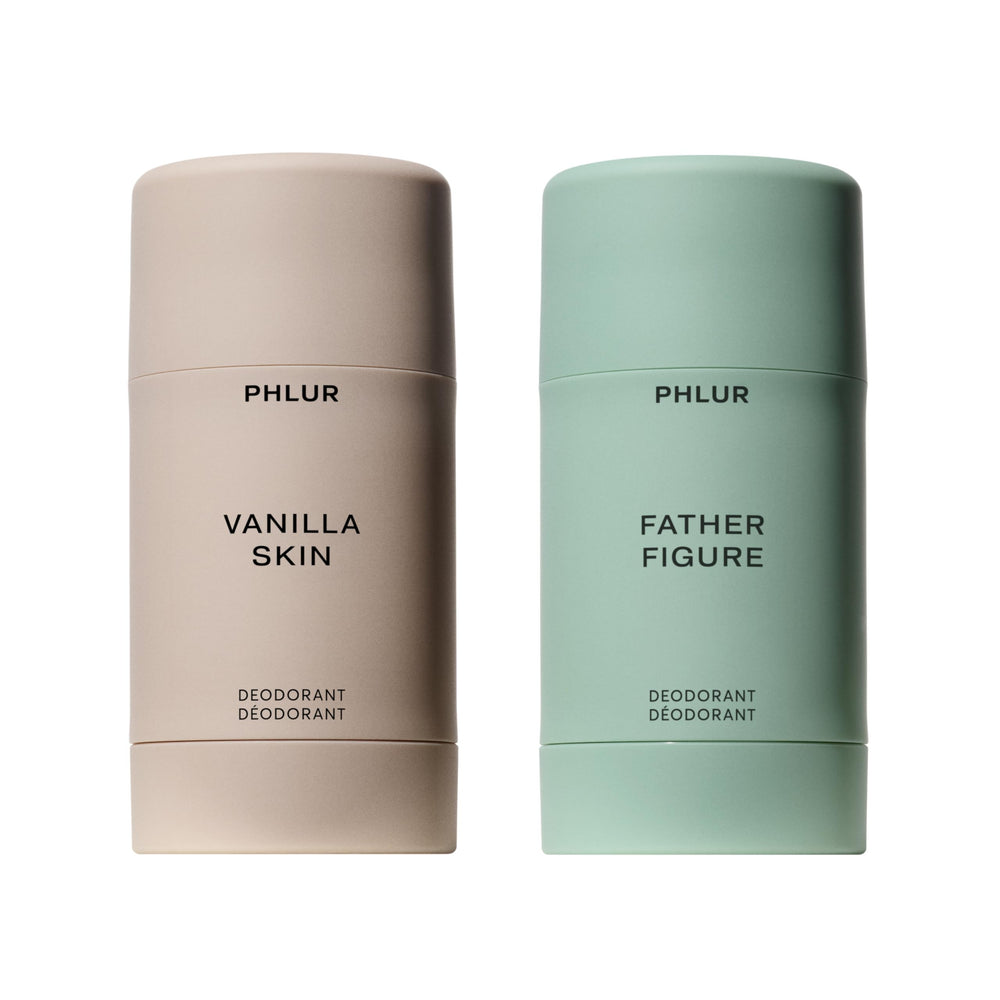 PHLUR Vanilla Skin deodorant stick front view, premium natural odor protection.