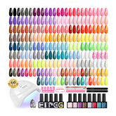 Phoenixy 60-pcs gel nail kit with UV light for at-home manicures.