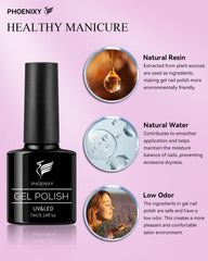 Phoenixy base and top coat bottles emphasize texture and sealing for lasting wear