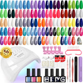 Phoenixy gel nail polish kit with 48W lamp and colors for at-home salon-quality nails.