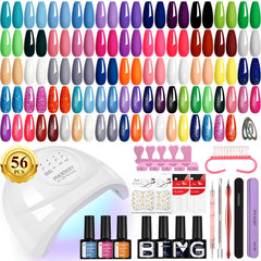 Phoenixy gel nail polish kit with 48W lamp and colors for at-home salon-quality nails.