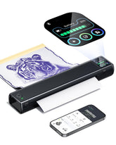 Phomemo M08F Plus touchscreen interface shown for precise control on tattoo transfers