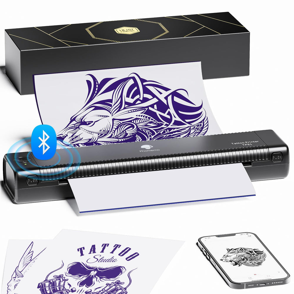 Phomemo TP81 anti-wrinkle mode UI shows cleaner stencil alignment for precise transfers.